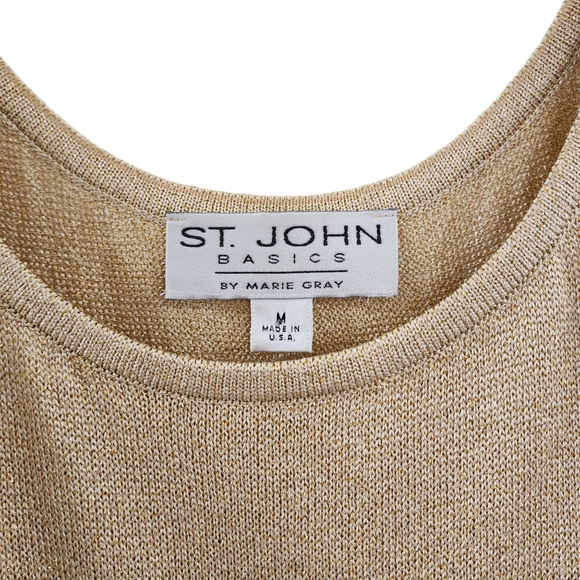 St John Basics Metallic Gold Knit Tank Top, Medium - Picture 2 of 6